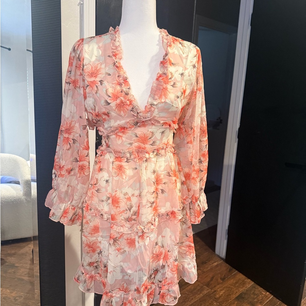 Floral Ruffle Dress with Long Sleeves